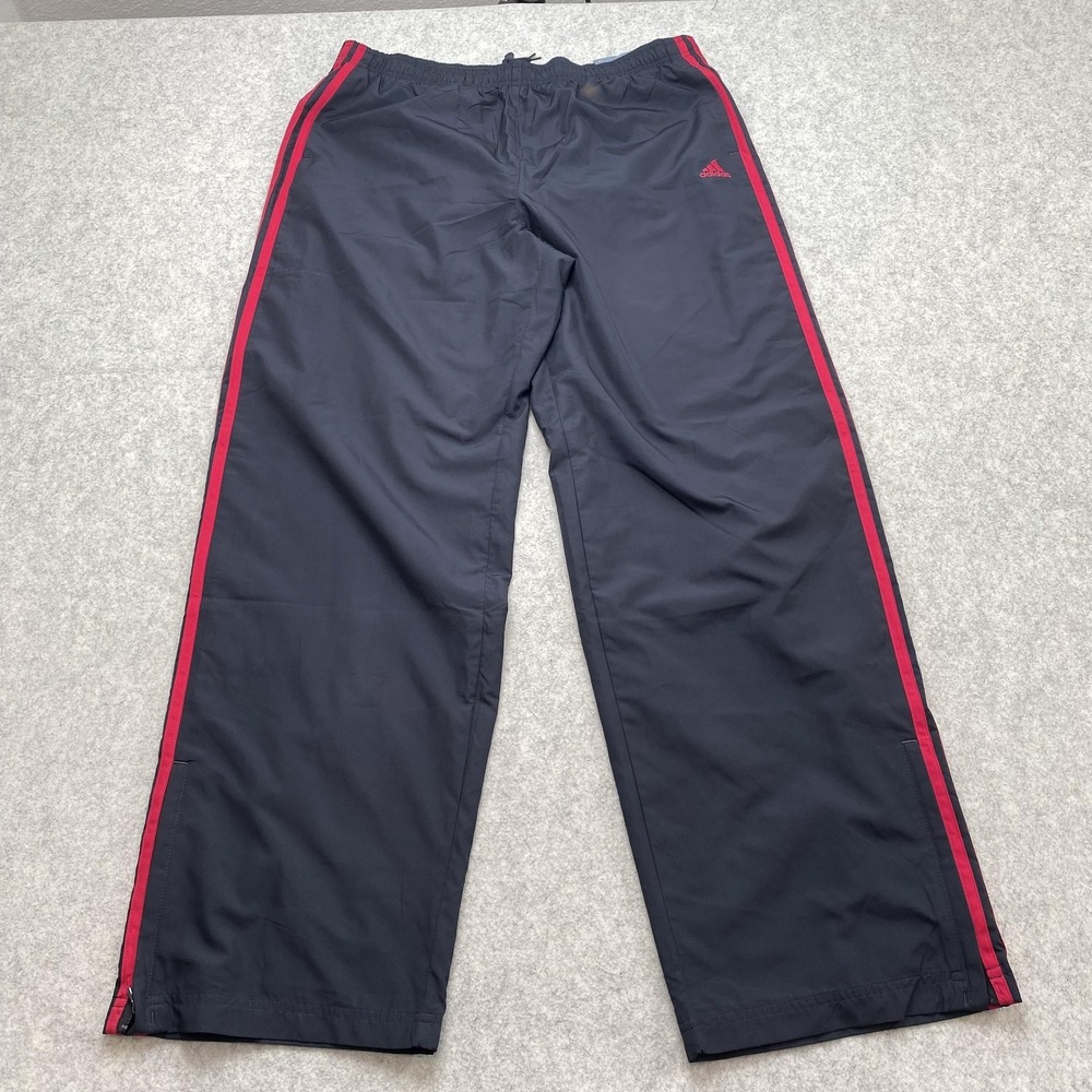 Adidas 3S Wind Track Pants Womens Large (33x31) Black Pink Side Stripe Lined